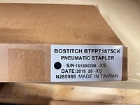 Box label showing model, serial, origin