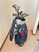 Full view of golf bag with clubs inserted