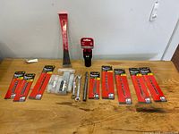 All items displayed on table showing quantity and packaging