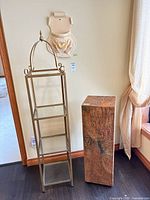 Overall view of etagere, pedestal column, and wall pocket