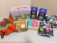 All eight mystery items arranged on table