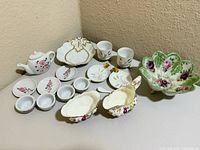 Full lot overview showing all porcelain pieces grouped together