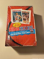 Top view of sealed NBA Hoops card box
