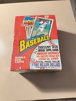 Top view of sealed 1991 Topps baseball wax box