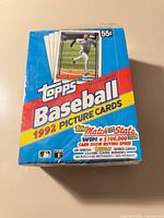 Front view of sealed 1992 Topps baseball card box