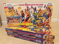 Three sealed BMC Toys Battle of the Little Big Horn playset boxes stacked