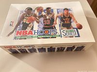 Top view of sealed NBA Hoops 1992-93 Series I hobby box