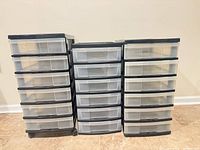 All three five-drawer carts front view