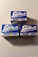 One 1988 Traded Series box and two 1988/1982 boxes displayed