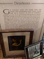 Desiderata poster and Leonardo print in frames