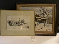 Both framed artworks front view