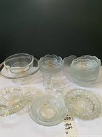 Group shot of all glass items including bowls, dishes and cordials