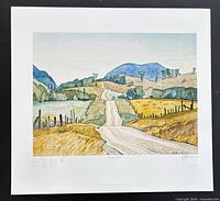 Full view of unframed signed lithograph showing image and borders