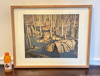 Framed lithograph with Gatorade bottle for scale