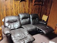 Full view of sofa with both footrests extended showing reclining function