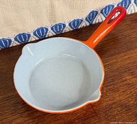 Top view showing interior enamel color and twin pour spouts