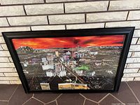 Front view of framed Las Vegas skyline print showing entire image and frame