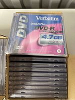 Front view of shrink-wrapped Verbatim DataLifePlus DVD-R pack showing label, capacity and format