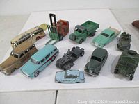 Group shot of all 11 die-cast vehicles