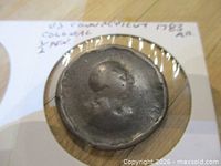 Obverse view showing worn bust of King George III