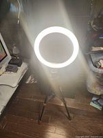 LED ring light illuminated on tripod