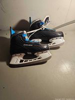 Side view of pair showing boot, holders, blades