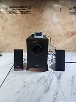 Full view of subwoofer with both satellites connected