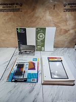 Overview of all student supplies on counter