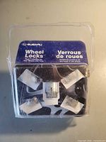 Front of package showing Subaru Wheel Locks label