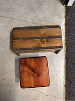 Top view of both stools showing size difference and finishes