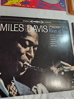Close-up of Miles Davis Kind of Blue album cover