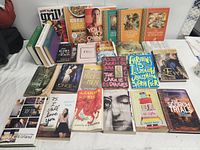 Overall view of all books laid out on table