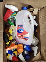 Top view of box showing Dial jug and assorted bottles
