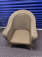 Front view of wicker rocking chair