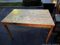 Full view of oak table front and top surface