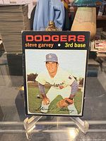 Full front view of 1971 Topps Steve Garvey #341 card on stand