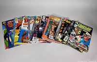 All comics fanned out showing variety of titles and publishers