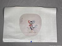 Full view of silk sheet showing entire painting and surrounding border