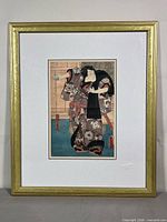 Full view of framed woodblock print