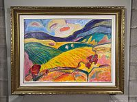 Full view of framed painting on wall