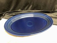 Top view showing cobalt blue glaze and concentric ring design