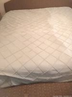 Comforter laid on king bed showing full coverage and color