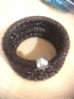 Brown leather-look multi-strand memory wire bracelet