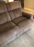 Front view of loveseat in upright position