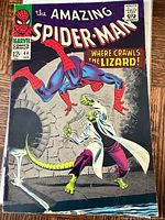 Front cover showing Spider-Man and the Lizard, issue number, date and price visible