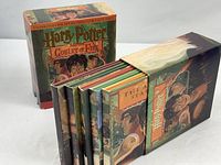 Slipcase and inner disc sleeves of the 17-disc Harry Potter and the Goblet of Fire audiobook set