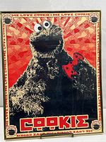 Full view of framed Cookie Monster art print