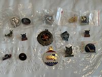 Full lot of 15 pins on cloth