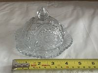 butter dish assembled with tape measure showing width