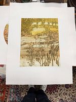 Full view of unframed Ruth Leaf woodblock print on white paper